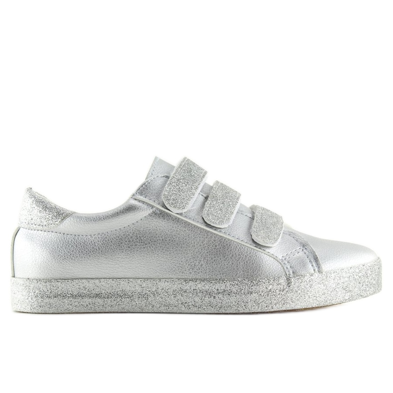 Silver sneakers with Velcro closure XL10P Silver grey yellow