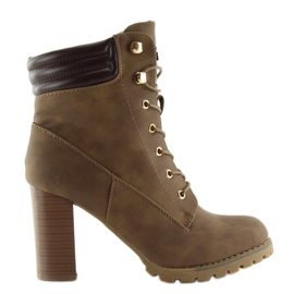 Timber boots on high heels brown S89 Khaki