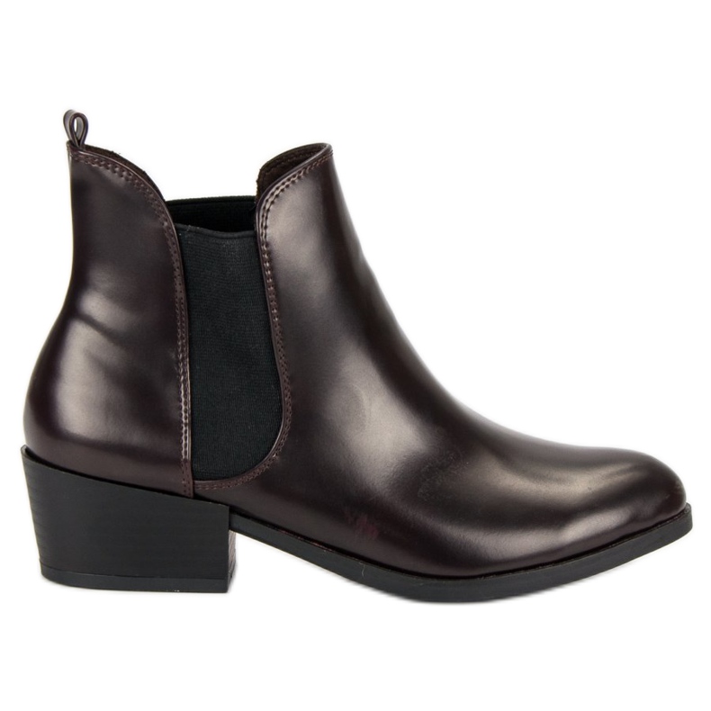 Corina Dark burgundy Chelsea boots with high heels black red
