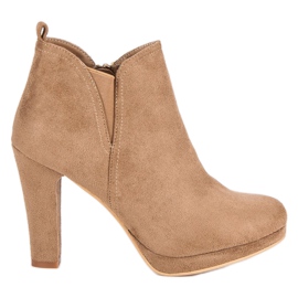 Small Swan Suede high-heeled ankle boots brown