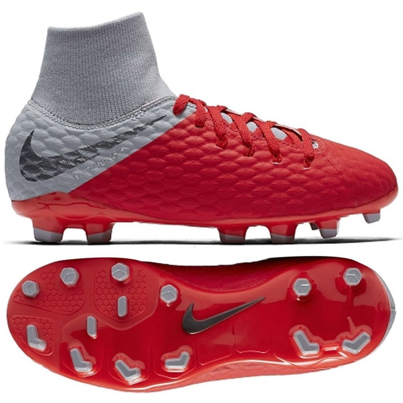 Nike hypervenom Phantom 3 Academy Df Fg Jr AH7287-600 football shoes red red