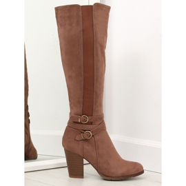 Brown high heels 103-GG khaki