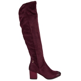 Burgundy high-heeled musketeer from VINCEZA red Burgundy high-heeled musketeer from VINCEZA red