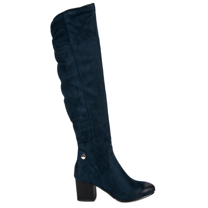 Navy blue top thigh high boots