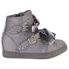 Super Me Gray sneakers with bows grey