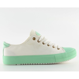 Women's white and mint sneakers BL97P Green