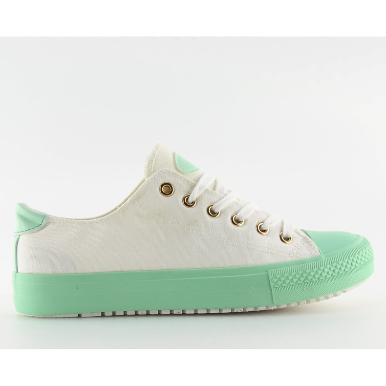 Women's white and mint sneakers BL97P Green