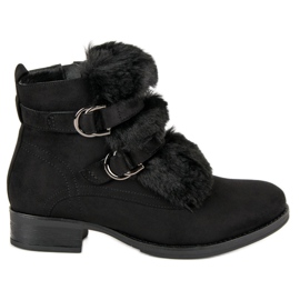 Black boots with fur