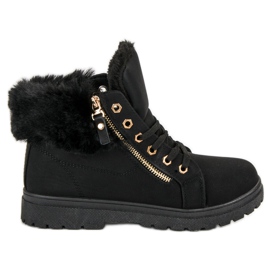 Warm, tied ankle boots black
