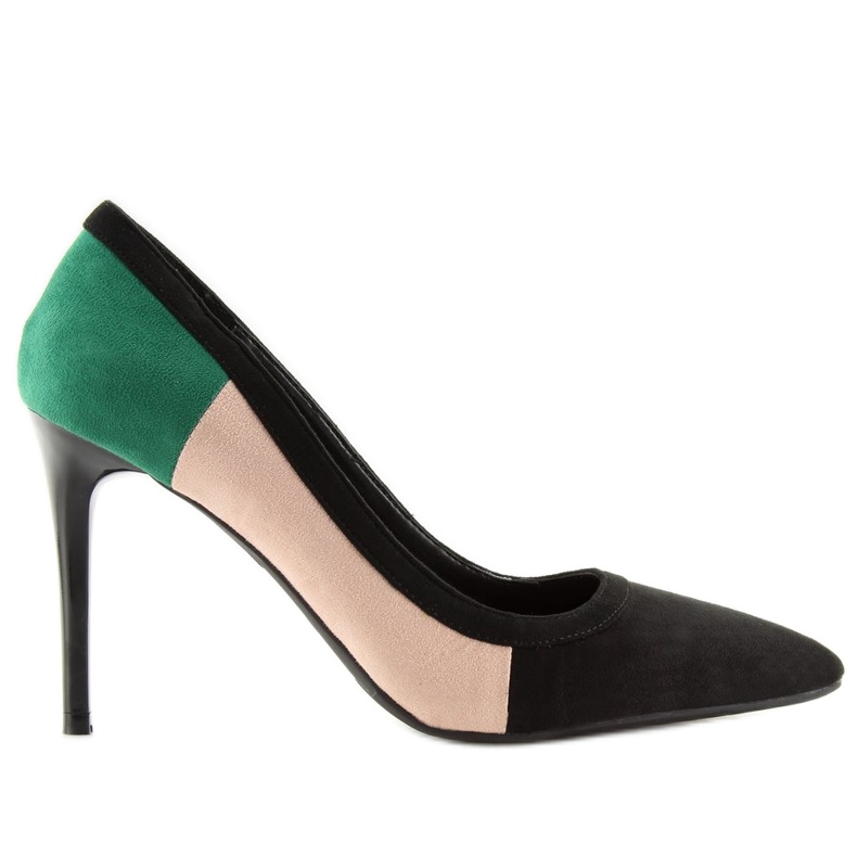 Women's stilettos tricolor LT104P BLACK / PINK / GREEN