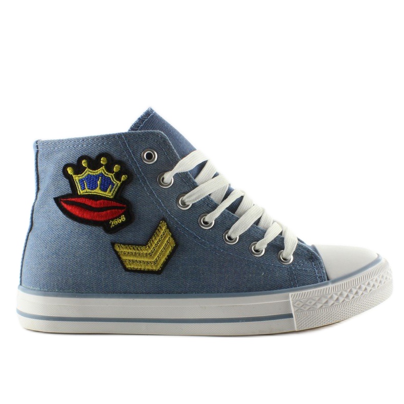 High-top sneakers with R63 Cowboy Light Blue patches