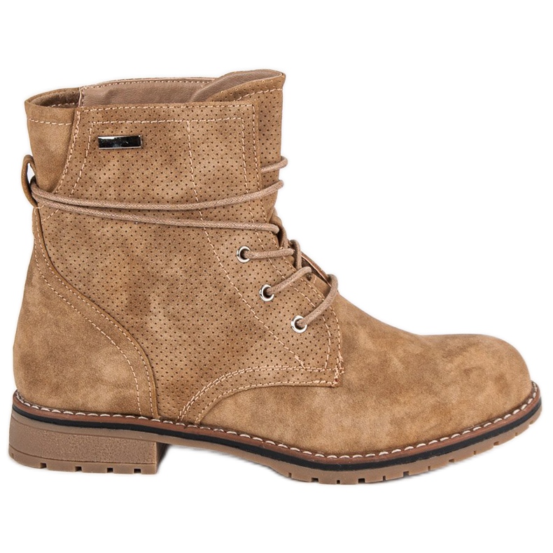 Juliet Camel boots with flat heels brown