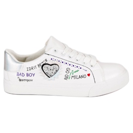White sneakers with print grey White sneakers with print grey
