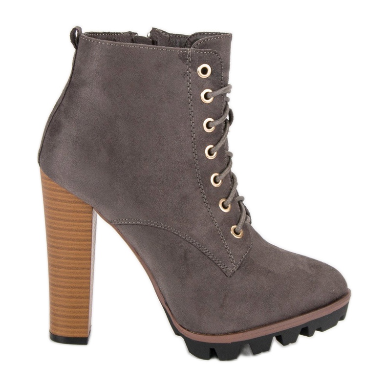 Gray tied ankle boots grey