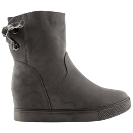 Gray boots on a hidden wedge heel HQ886 Gray grey Gray boots on a hidden wedge heel HQ886 Gray grey