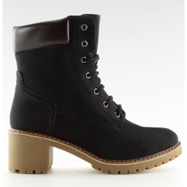 Black heeled timber boots 7-9028