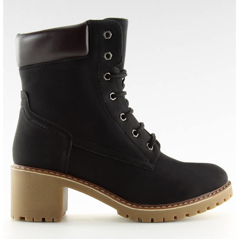 Black heeled timber boots 7-9028