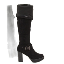 Black 862-GG Black platform boots