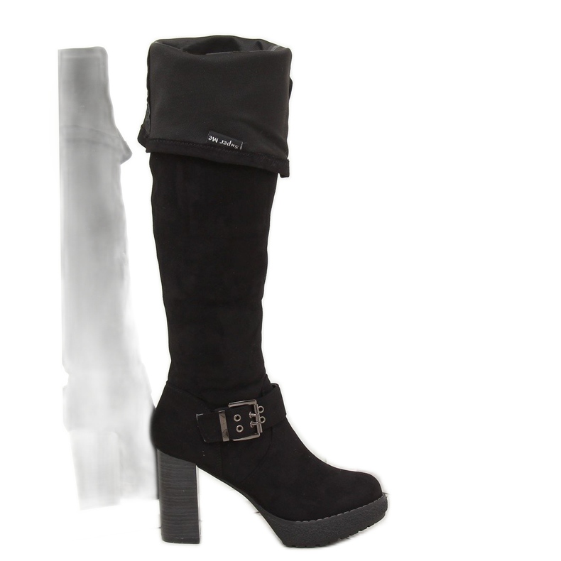 Black 862-GG Black platform boots