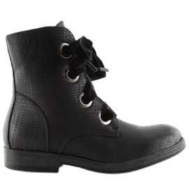 Black laced boots HFN-5505 Black
