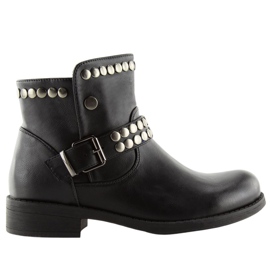 Black boots with studs black HUQ-008 Black