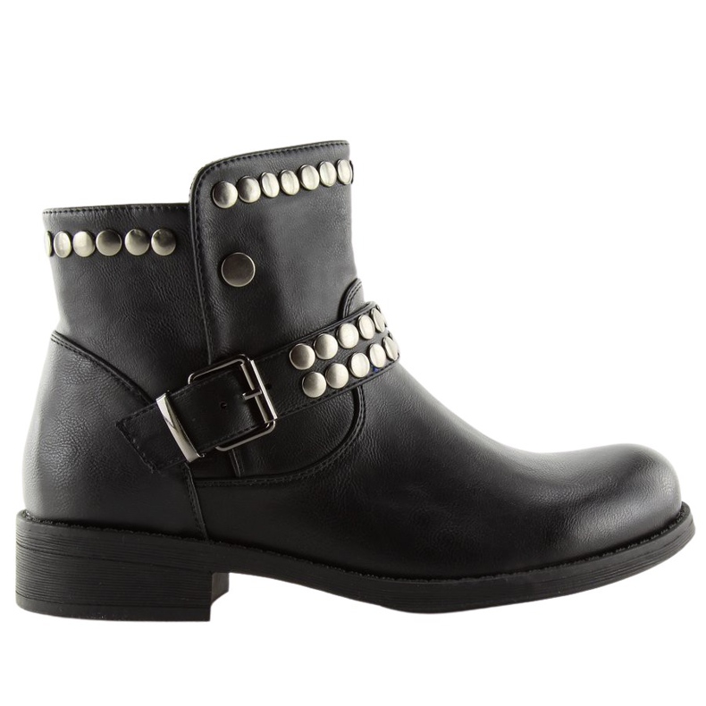 Black boots with studs black HUQ-008 Black