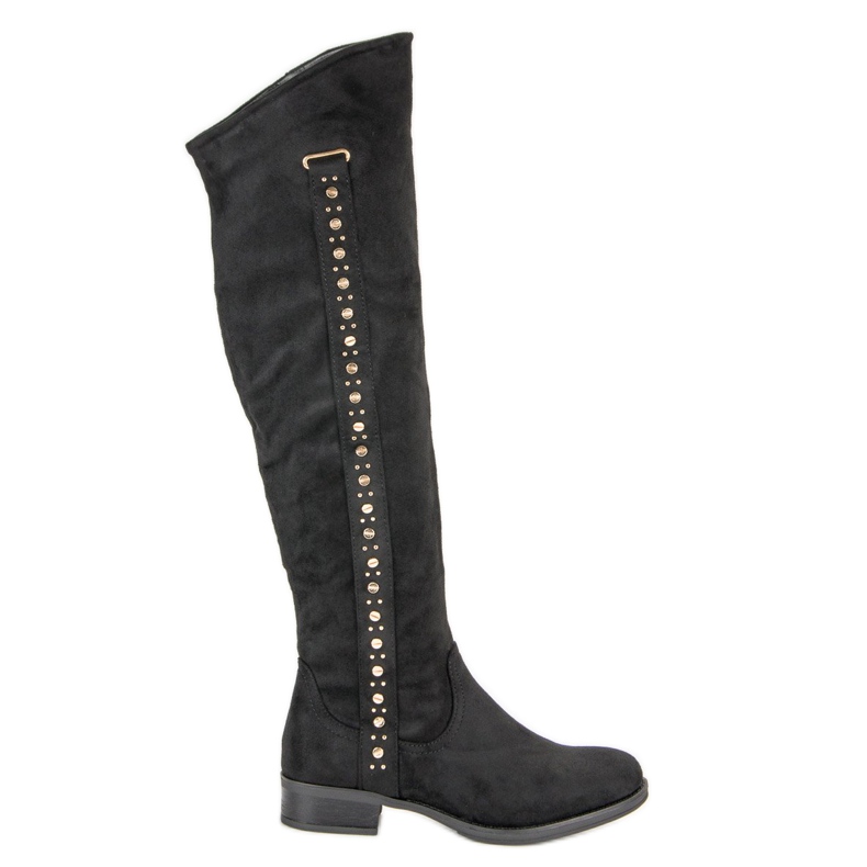 Super Me Suede boots with flat heels black