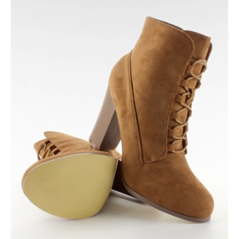 Lace-up boots with high heels 66-202 Camel brown