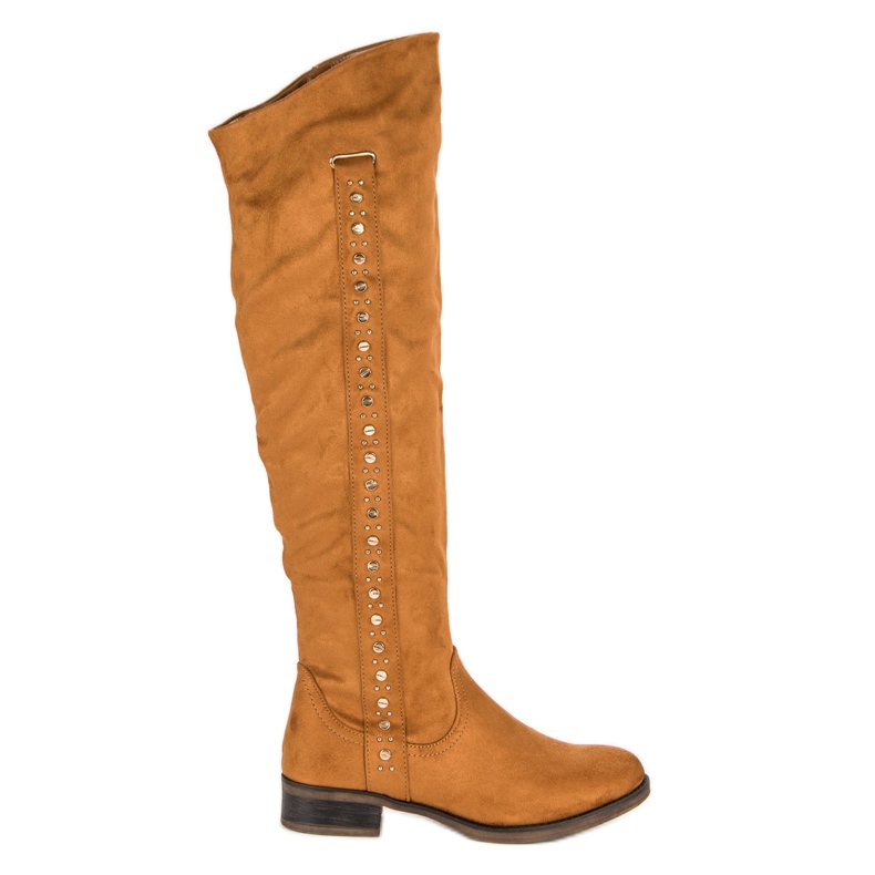 Super Me Suede boots with flat heels brown