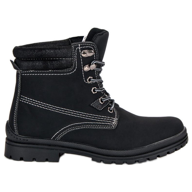 Black tied hiking boots