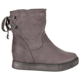 Bestelle Burgundy wedge boots grey