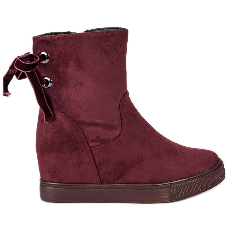 Burgundy wedge boots clearance