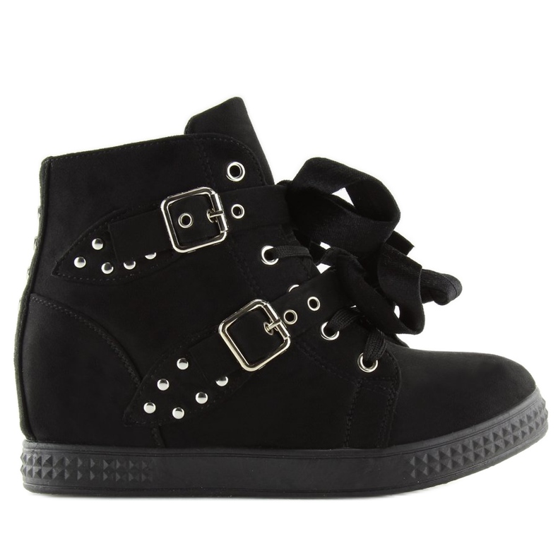 Black Boots on a hidden wedge heel 7-X8029A Black