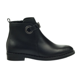 Edeo Women's black leather boots insulated with Polar 3243
