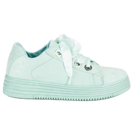 Mint suede sneakers green