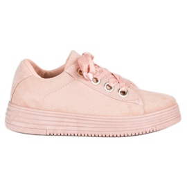 Pink suede sneakers