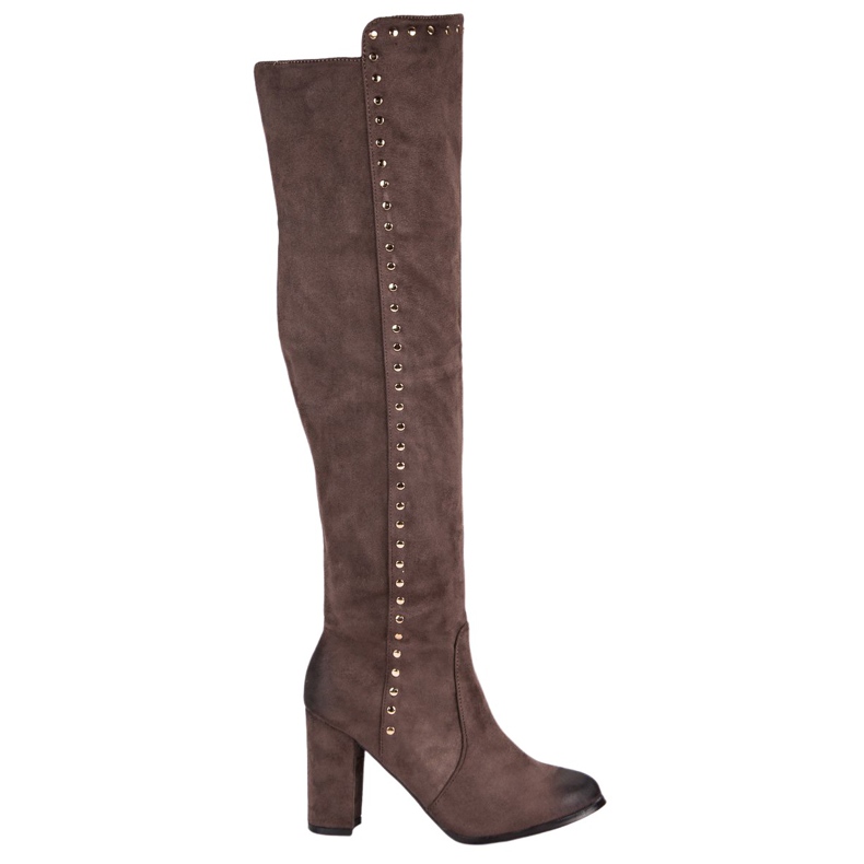 Elegant VINCEZA suede thigh boots brown