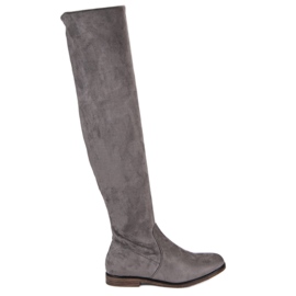 Super Me Gray suede thigh boots grey
