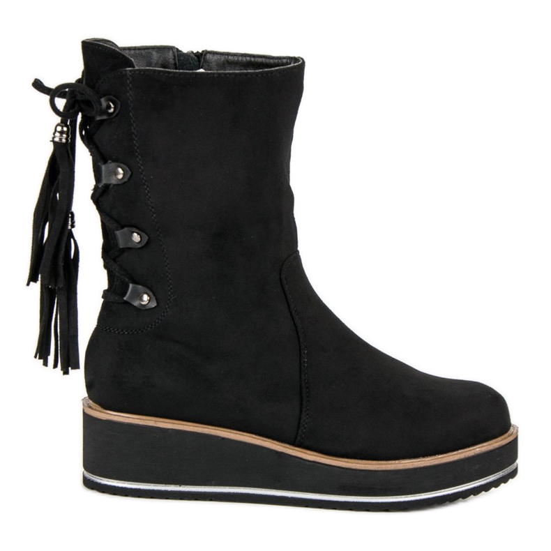 Forever Folie Wedge-heeled suede ankle boots black