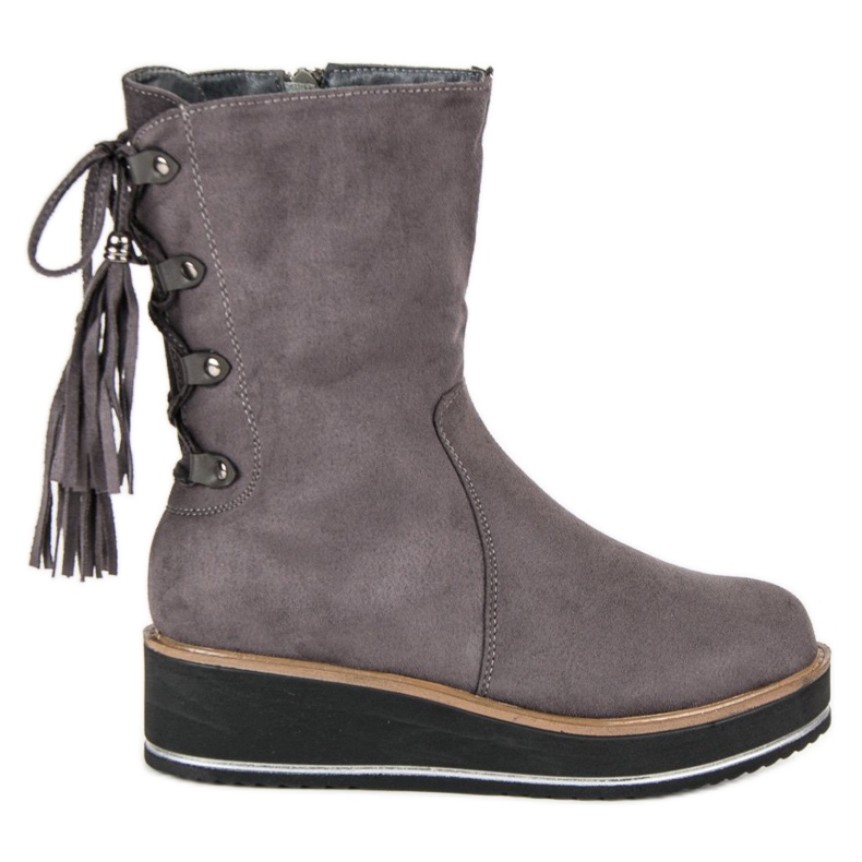Forever Folie Wedge-heeled suede ankle boots grey