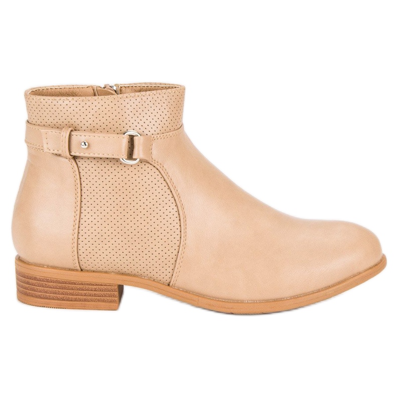 Abloom Beige ankle boots with a zipper black brown