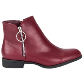 Anesia Paris Burgundy boots on a flat heel red