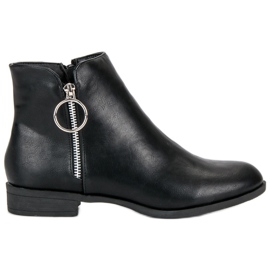 Anesia Paris Black Boots On A Flat Heel