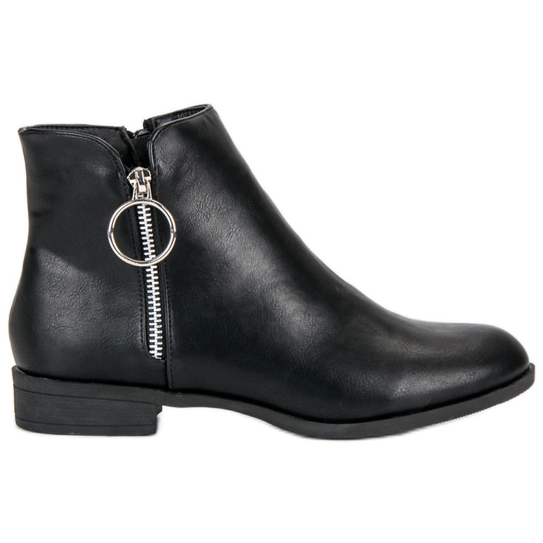Anesia Paris Black Boots On A Flat Heel