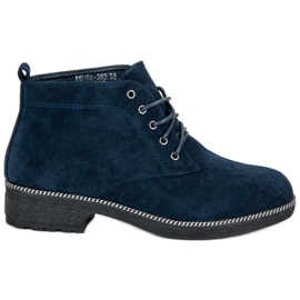 Nio Nio Lace-up Suede Booties blue