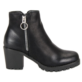 Super Me Black ankle boots on the post