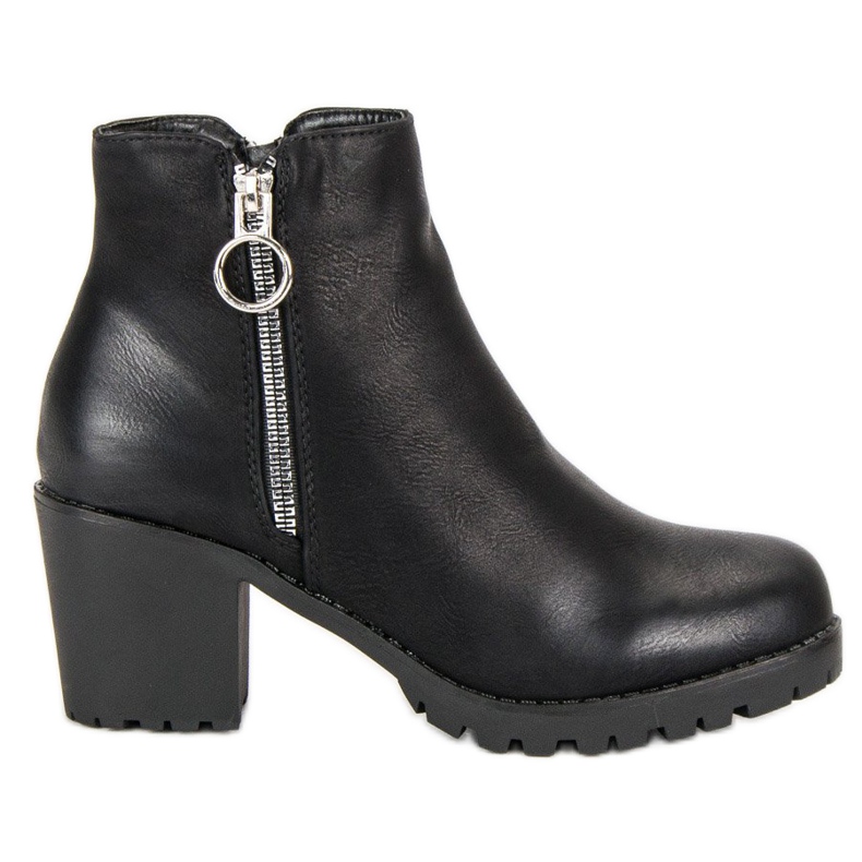 Super Me Black ankle boots on the post