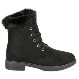 Warm, tied ankle boots black Warm, tied ankle boots black