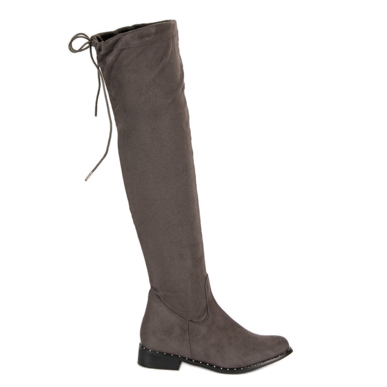 Seastar Over-the-knee boots on a flat heel grey