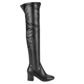 Seastar Black high-heeled thigh-high boots